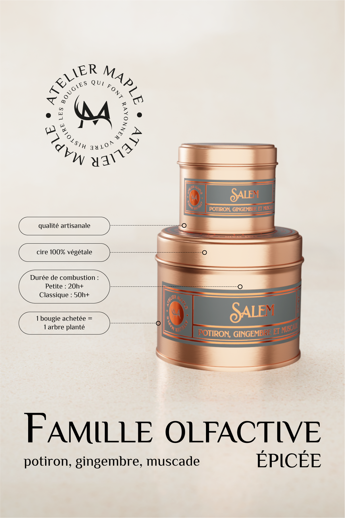 Bougie SALEM — bougie artisanale | Atelier Maple